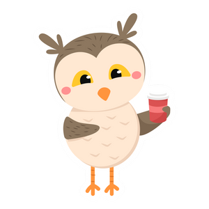 Sticker Set- Owl with Coffee