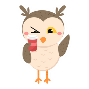 Sticker Set- Owl with Coffee