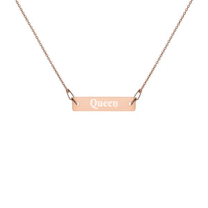 Queen -- Engraved Bar Chain Necklace