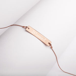 Blessed - Engraved Bar Chain Necklace