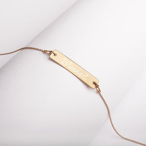 Blessed - Engraved Bar Chain Necklace