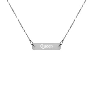 Queen -- Engraved Bar Chain Necklace