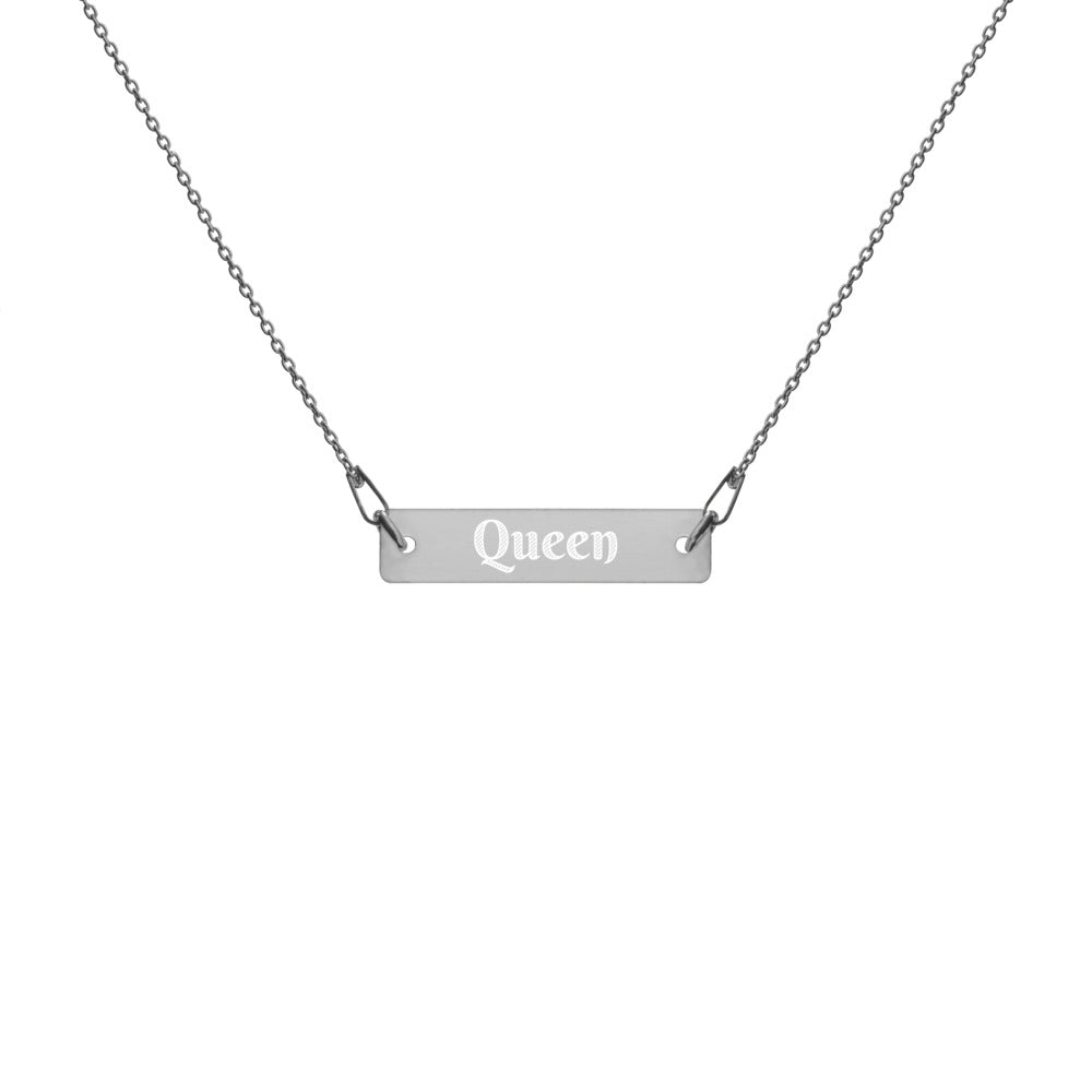 Queen -- Engraved Bar Chain Necklace