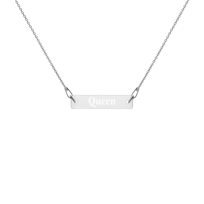 Queen -- Engraved Bar Chain Necklace