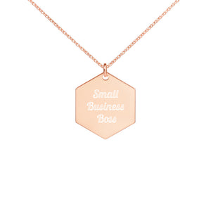 Small Business Boss--Engraved Hexagon Necklace