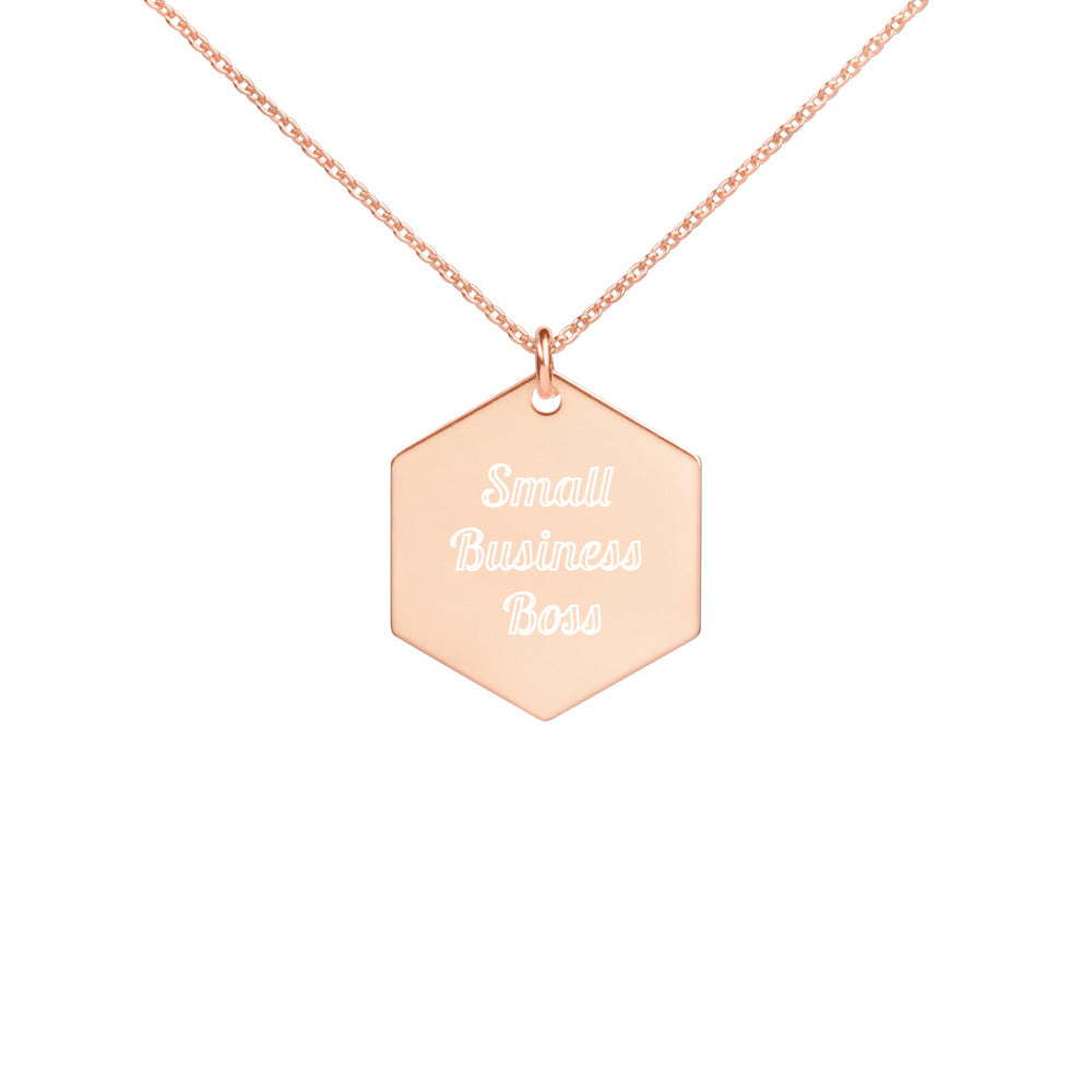 Small Business Boss--Engraved Hexagon Necklace