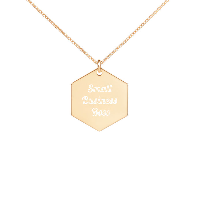 Small Business Boss--Engraved Hexagon Necklace