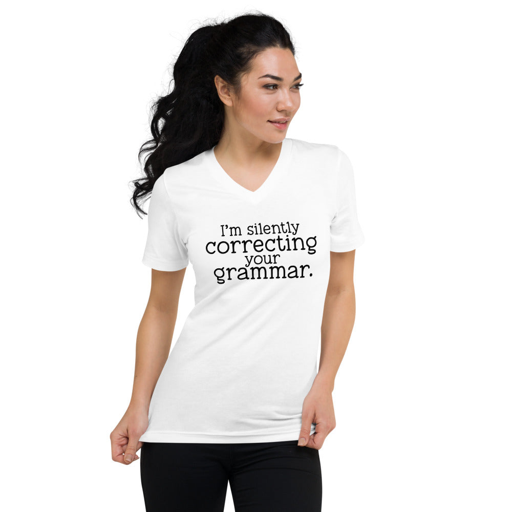 Grammar Check - Unisex Short Sleeve V-Neck T-Shirt